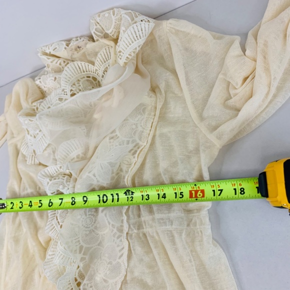 Ryu Vintage inspired Victorian Romantic ruffled lace boho cardigan ivory cream - Picture 11 of 12